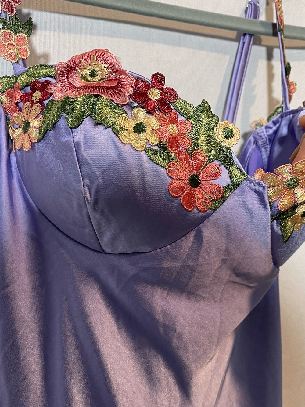 Lilac Floral-Trim Maxi Slip Dress - Picture 7 of 14
